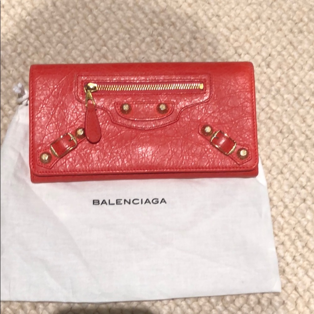 Balenciaga Coral Classic Gold Money Wallet